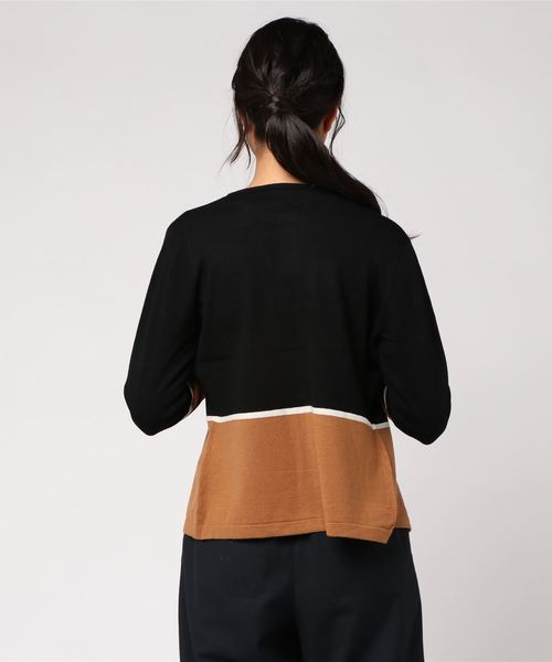 NARACAMICIE（ナラカミーチェ）の「バイカラークルーカーディガン（カーディガン/ボレロ・レディース・ブラック/ネイビー・MEDIUM/LARGE）」の3枚目の写真