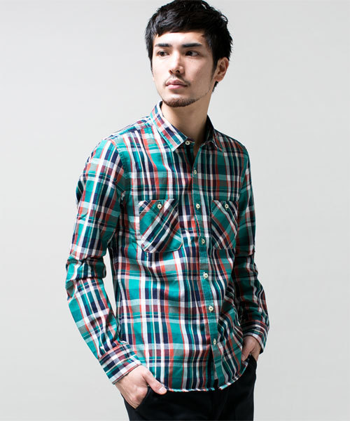 NANO universe(ナノユニバース)の「サーモライトネルシャツ L/S(シャツ/ブラウス・メンズ・ブルー/ネイビー/イエロー/レッド/グリーン・SMALL/MEDIUM/LARGE/X-LARGE)」の2枚目の写真