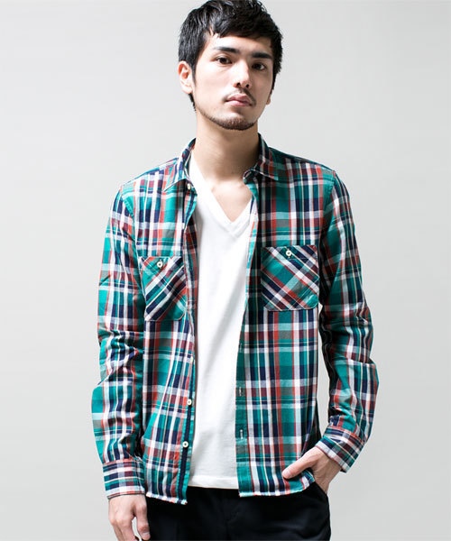 NANO universe(ナノユニバース)の「サーモライトネルシャツ L/S(シャツ/ブラウス・メンズ・ブルー/ネイビー/イエロー/レッド/グリーン・SMALL/MEDIUM/LARGE/X-LARGE)」の6枚目の写真