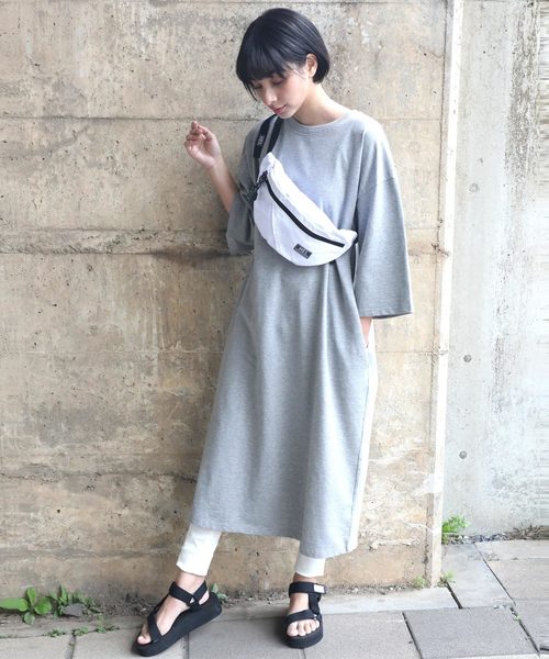 classicalelf(クラシカルエルフ)の「ポケット付きロング・マキシ丈ゆったりコットン(空紡糸)ワンピース(ワンピース・レディース・ブラック/杢グレー/モカ/オフホワイト/グレイッシュベージュ/ライトグリーン・MEDIUM/X-LARGE)」の3枚目の写真