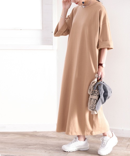 セール】ポケット付きロング・マキシ丈ゆったりコットン(空紡糸