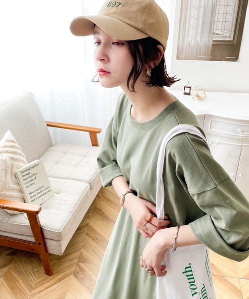 classicalelf(クラシカルエルフ)の「ポケット付きロング・マキシ丈ゆったりコットン(空紡糸)ワンピース(ワンピース・レディース・ブラック/杢グレー/モカ/オフホワイト/グレイッシュベージュ/ライトグリーン・MEDIUM/X-LARGE)」の18枚目の写真