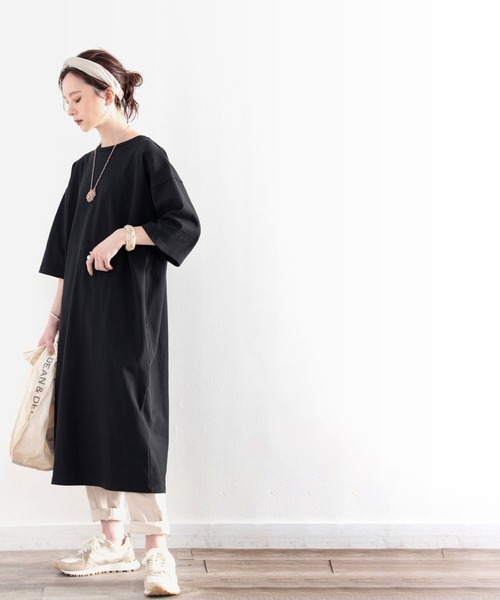 classicalelf(クラシカルエルフ)の「ポケット付きロング・マキシ丈ゆったりコットン(空紡糸)ワンピース(ワンピース・レディース・ブラック/杢グレー/モカ/オフホワイト/グレイッシュベージュ/ライトグリーン・MEDIUM/X-LARGE)」の10枚目の写真