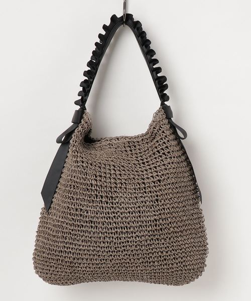 PASSE-DIX（パスディス）の「PASSE-DIX/パスディス　フリルワンハンドルペーパーかごバッグ（かごバッグ・レディース・アイボリー/グレー/ベージュ/オレンジ・FREE）」の5枚目の写真