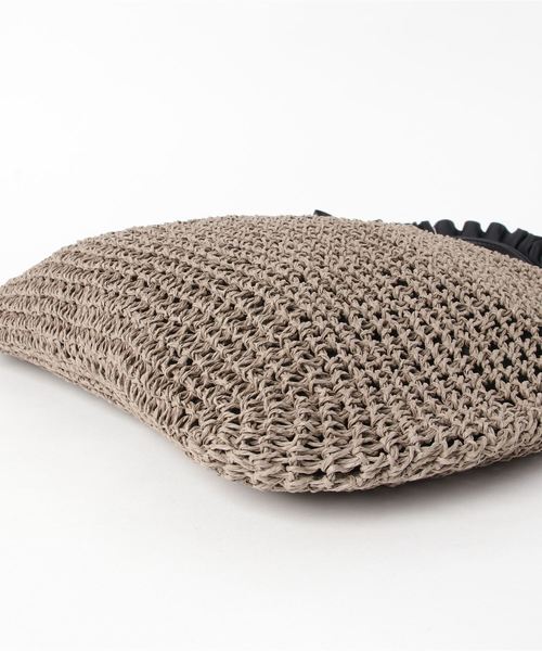 PASSE-DIX（パスディス）の「PASSE-DIX/パスディス　フリルワンハンドルペーパーかごバッグ（かごバッグ・レディース・アイボリー/グレー/ベージュ/オレンジ・FREE）」の6枚目の写真