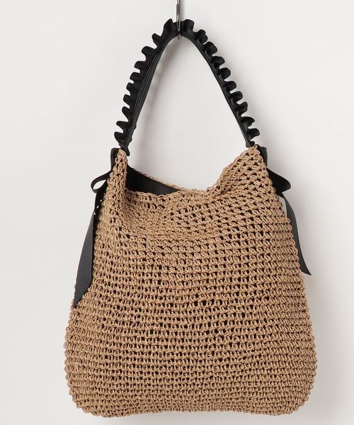 PASSE-DIX（パスディス）の「PASSE-DIX/パスディス　フリルワンハンドルペーパーかごバッグ（かごバッグ・レディース・アイボリー/グレー/ベージュ/オレンジ・FREE）」の10枚目の写真