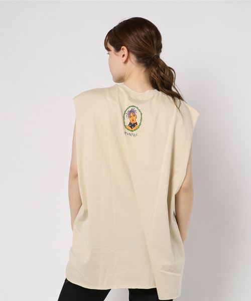 PUNYUS（プニュズ）の「DOGGYLIFEノースリーブＴシャツ（タンクトップ・レディース・グリーン/ベージュ/ブラック・3/4）」の5枚目の写真