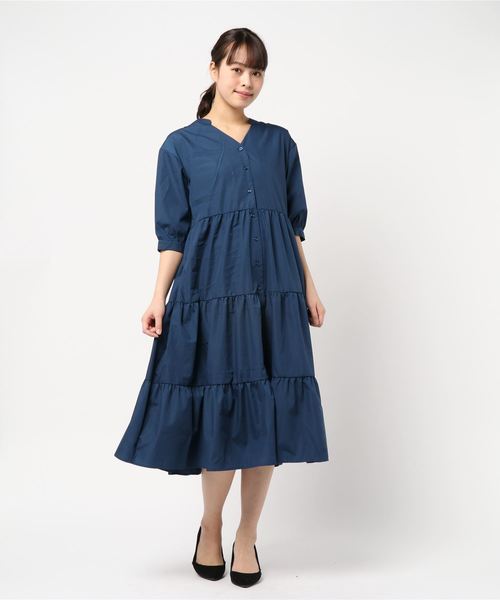 KOBE LETTUCE(コウベレタス)の「2WAYティアードシャツワンピース(ワンピース・レディース・イエロー/ミント/ネイビー/ベージュ・FREE)」の4枚目の写真