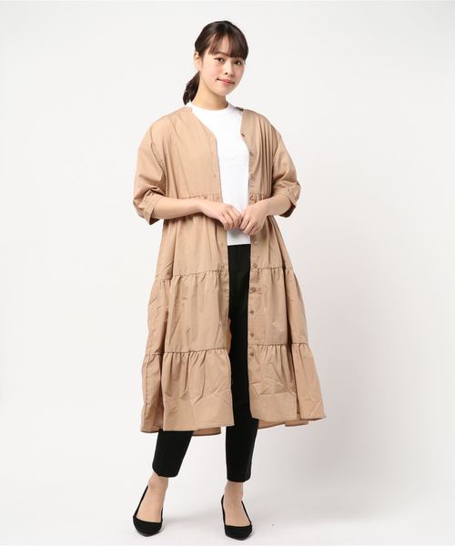 KOBE LETTUCE(コウベレタス)の「2WAYティアードシャツワンピース(ワンピース・レディース・イエロー/ミント/ネイビー/ベージュ・FREE)」の5枚目の写真