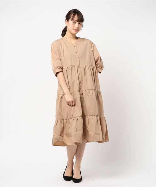 KOBE LETTUCE(コウベレタス)の「2WAYティアードシャツワンピース(ワンピース・レディース・イエロー/ミント/ネイビー/ベージュ・FREE)」の10枚目の写真