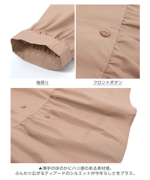 KOBE LETTUCE(コウベレタス)の「2WAYティアードシャツワンピース(ワンピース・レディース・イエロー/ミント/ネイビー/ベージュ・FREE)」の12枚目の写真