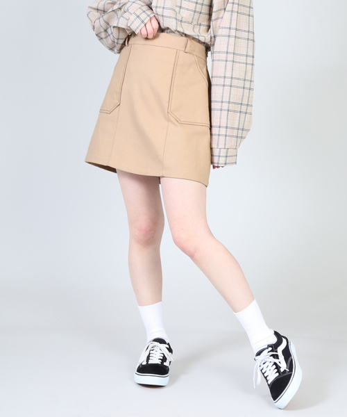 DING（ディング）の「DING/ステッチスカート（スカート・レディース・ブラック/ベージュ・FREE）」の2枚目の写真