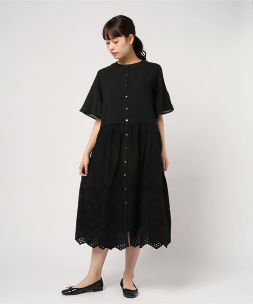 s.t.closet frabjous(エスティクローゼットフラブジャス)の「【s.t.closet frabjous/エスティ・クローゼット・フラブジャス】ペチコート付きボーダーレース切り替えワンピース(ワンピース・レディース・ブラック/ホワイト・FREE)」の6枚目の写真