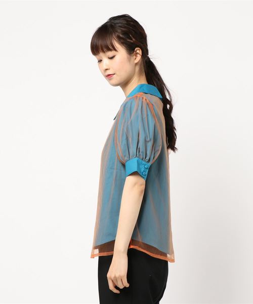 jouetie(ジュエティ)の「チュールレイヤードブラウス(シャツ/ブラウス・レディース・ブルー/オフホワイト/ブラック・MEDIUM)」の7枚目の写真