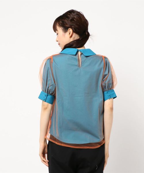 jouetie(ジュエティ)の「チュールレイヤードブラウス(シャツ/ブラウス・レディース・ブルー/オフホワイト/ブラック・MEDIUM)」の6枚目の写真