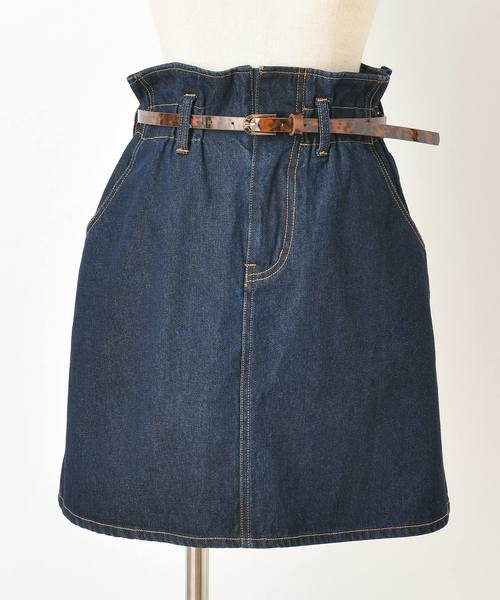 one after another NICE CLAUP（ワンアフターアナザーナイスクラップ）の「べっ甲ベルト付 台形スカート（スカート・レディース・アイボリー/ブラック/ベージュ/ブルー・FREE）」の4枚目の写真