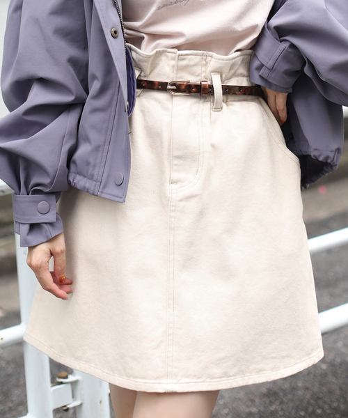 one after another NICE CLAUP（ワンアフターアナザーナイスクラップ）の「べっ甲ベルト付 台形スカート（スカート・レディース・アイボリー/ブラック/ベージュ/ブルー・FREE）」の2枚目の写真