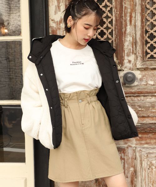 one after another NICE CLAUP（ワンアフターアナザーナイスクラップ）の「べっ甲ベルト付 台形スカート（スカート・レディース・アイボリー/ブラック/ベージュ/ブルー・FREE）」の9枚目の写真