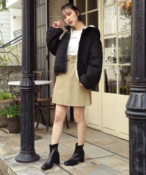 one after another NICE CLAUP（ワンアフターアナザーナイスクラップ）の「べっ甲ベルト付 台形スカート（スカート・レディース・アイボリー/ブラック/ベージュ/ブルー・FREE）」の5枚目の写真