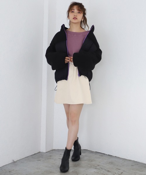 one after another NICE CLAUP（ワンアフターアナザーナイスクラップ）の「べっ甲ベルト付 台形スカート（スカート・レディース・アイボリー/ブラック/ベージュ/ブルー・FREE）」の7枚目の写真