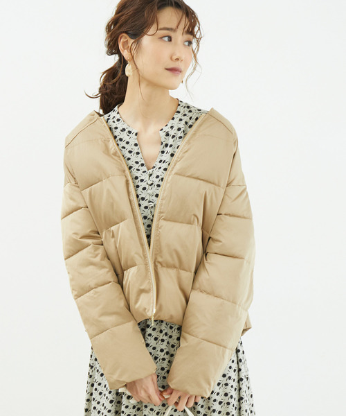 ROPE' PICNIC(ロペピクニック)の「サテンワッシャーショートブルゾン(ブルゾン)」|ベージュ
