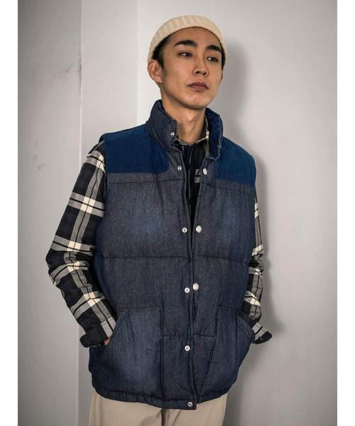 CRAFT STANDARD BOUTIQUE(クラフトスタンダードブティック)の「デニム切り替え中綿ベスト*(ベスト・メンズ・インディゴブルー・L/LL/M)」の16枚目の写真