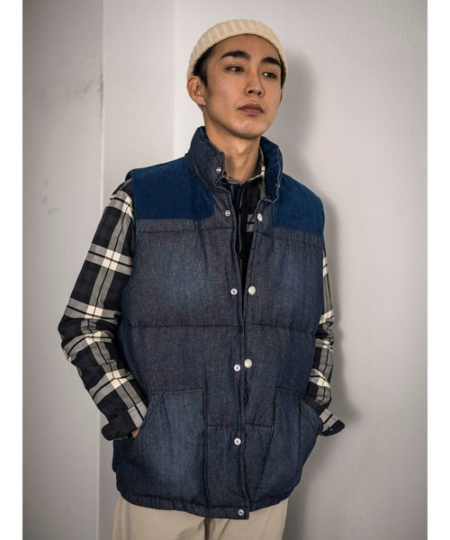 CRAFT STANDARD BOUTIQUE(クラフトスタンダードブティック)の「デニム切り替え中綿ベスト*(ベスト・メンズ・インディゴブルー・L/LL/M)」の17枚目の写真