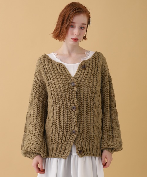 one after another NICE CLAUP(ワンアフターアナザーナイスクラップ)の「ローゲージニットカーディガン(カーディガン/ボレロ・レディース・ベージュ/ブラウン/カーキ/アイボリー・FREE)」の3枚目の写真