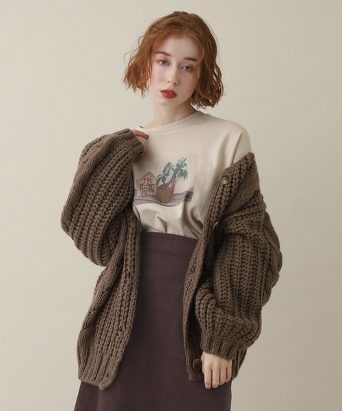 one after another NICE CLAUP(ワンアフターアナザーナイスクラップ)の「ローゲージニットカーディガン(カーディガン/ボレロ・レディース・ベージュ/ブラウン/カーキ/アイボリー・FREE)」の2枚目の写真