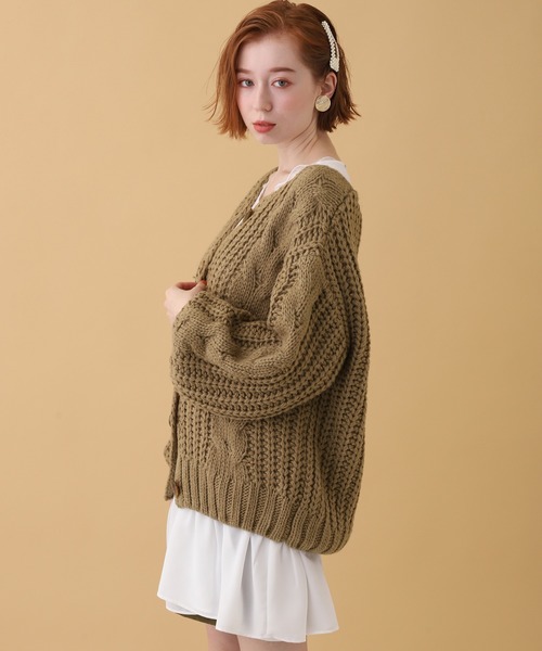 one after another NICE CLAUP(ワンアフターアナザーナイスクラップ)の「ローゲージニットカーディガン(カーディガン/ボレロ・レディース・ベージュ/ブラウン/カーキ/アイボリー・FREE)」の19枚目の写真