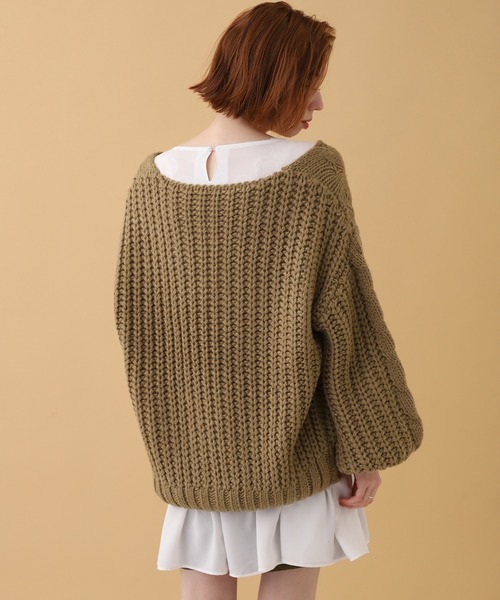 one after another NICE CLAUP(ワンアフターアナザーナイスクラップ)の「ローゲージニットカーディガン(カーディガン/ボレロ・レディース・ベージュ/ブラウン/カーキ/アイボリー・FREE)」の11枚目の写真