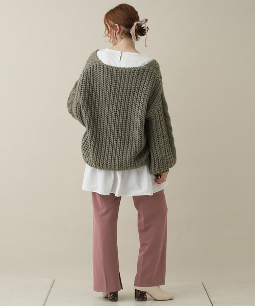 one after another NICE CLAUP(ワンアフターアナザーナイスクラップ)の「ローゲージニットカーディガン(カーディガン/ボレロ・レディース・ベージュ/ブラウン/カーキ/アイボリー・FREE)」の6枚目の写真