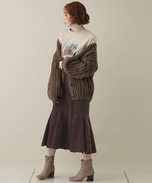 one after another NICE CLAUP(ワンアフターアナザーナイスクラップ)の「ローゲージニットカーディガン(カーディガン/ボレロ・レディース・ベージュ/ブラウン/カーキ/アイボリー・FREE)」の10枚目の写真