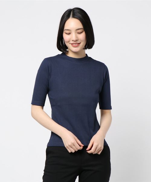 KOBE LETTUCE(コウベレタス)の「ランダムリブハイネックトップス(Tシャツ/カットソー・レディース・オフホワイト/プラム/カーキ/ネイビー/グレー・FREE)」の8枚目の写真
