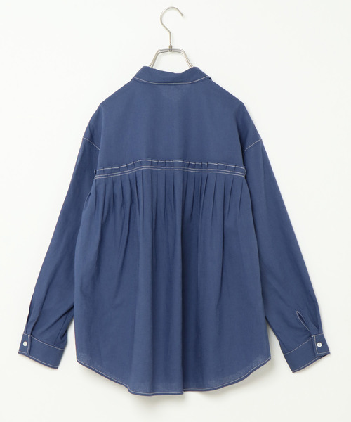 notch.（ノッチ）の「配色ステッチシャツ（シャツ/ブラウス・レディース・ベージュ/オレンジ/ブルー・M）」の7枚目の写真