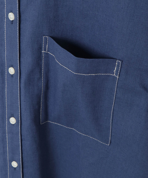 notch.（ノッチ）の「配色ステッチシャツ（シャツ/ブラウス・レディース・ベージュ/オレンジ/ブルー・M）」の12枚目の写真