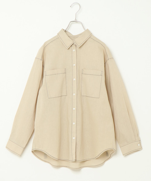 notch.（ノッチ）の「配色ステッチシャツ（シャツ/ブラウス・レディース・ベージュ/オレンジ/ブルー・M）」の16枚目の写真