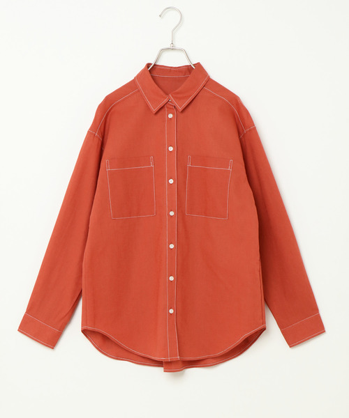 notch.（ノッチ）の「配色ステッチシャツ（シャツ/ブラウス・レディース・ベージュ/オレンジ/ブルー・M）」の20枚目の写真