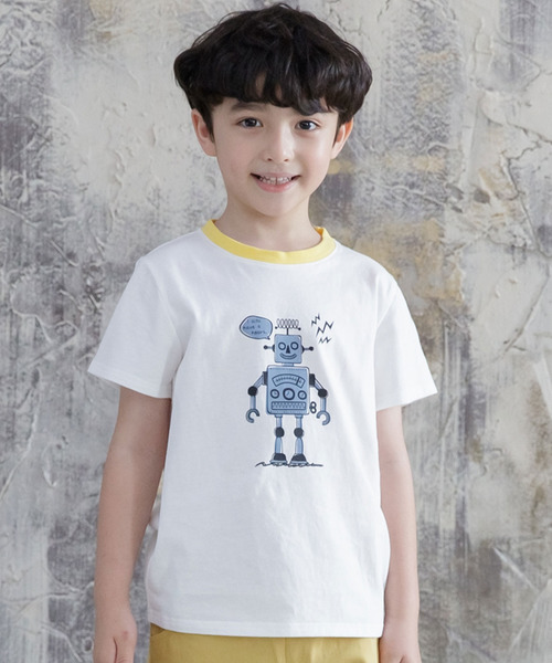 Bee des Bee（ビーデスビー）の「【コットン100％】半袖プリントTシャツ（Tシャツ/カットソー・キッズ・スモークピンク/ネイビー/オレンジ/ダークパープル/ブラウン/ホワイト系その他/ホワイト/ブルー系その他/グリーン/ベージュ/ピンク系その他/ホワイト系その他2/ダークグリーン/オレンジ系その他/杢グレー/クリーム/ベージュ系/ホワイト系1/ライトイエロー/ホワイト系・100cm/110cm/120cm/130cm/140cm/150cm）」の2枚目の写真