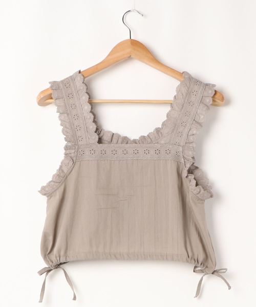 flower(フラワー)の「フラッフィーフリルビスチェ(シャツ/ブラウス・レディース・ホワイト/グレー・FREE)」の3枚目の写真