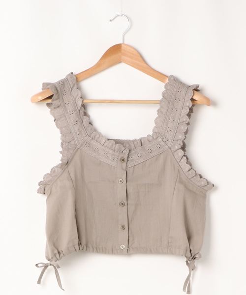 flower(フラワー)の「フラッフィーフリルビスチェ(シャツ/ブラウス・レディース・ホワイト/グレー・FREE)」の4枚目の写真