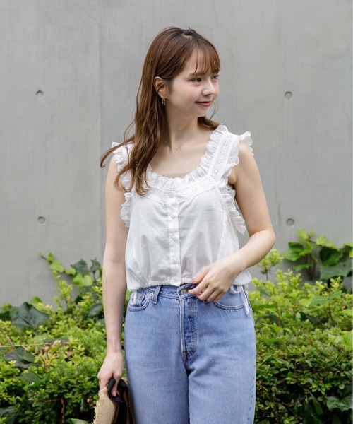 flower(フラワー)の「フラッフィーフリルビスチェ(シャツ/ブラウス・レディース・ホワイト/グレー・FREE)」の20枚目の写真