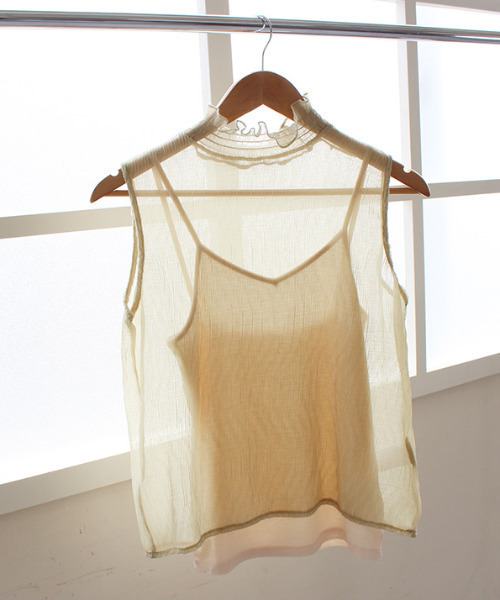 MODE ROBE(モードローブ)の「シアープリーツフリルカラーノースリーブ(Tシャツ/カットソー・レディース・アイボリー/オリーブ/ブルー・FREE)」の22枚目の写真