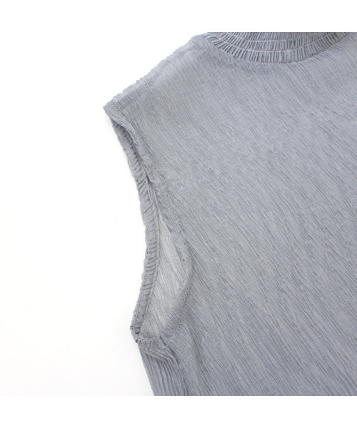 MODE ROBE(モードローブ)の「シアープリーツフリルカラーノースリーブ(Tシャツ/カットソー・レディース・アイボリー/オリーブ/ブルー・FREE)」の12枚目の写真