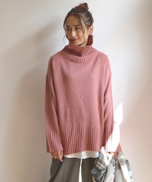 バックスリットハイネックプルオーバー