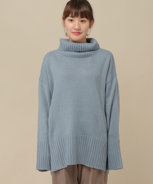 ikka(イッカ)の「バックスリットハイネックプルオーバー(ニット/セーター・レディース・ホワイト/ライトブルー/ブラック/ピンク/ダークベージュ/グレー・M/L)」の19枚目の写真