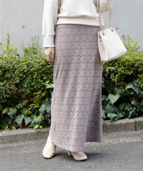 flower（フラワー）の「オータムレーススカート（スカート・レディース・ベージュ/ブラウン・FREE）」の2枚目の写真