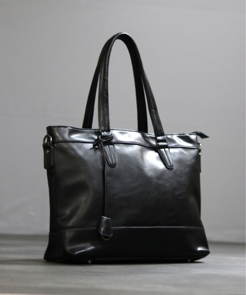 GUSCIO UOMO（グッシオ ウォーモ）の「【グッシオ ウォーモ】レザータッチ ビジネストートバッグ 自立タイプ 大きめサイズ（ビジネスバッグ・メンズ・ブラック/ダークグリーン/ブラウン/ダークブルー・FREE）」の5枚目の写真