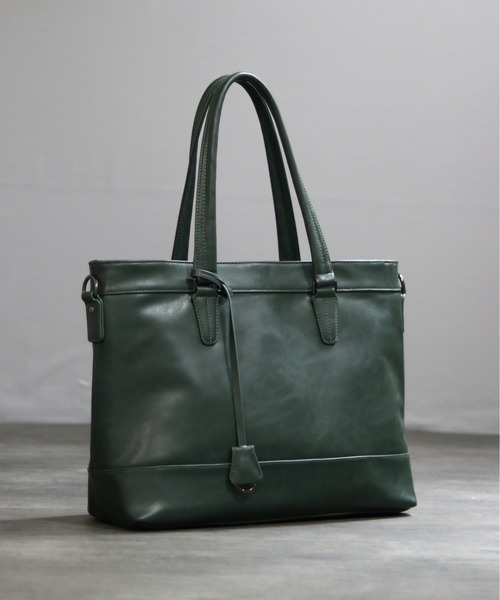 GUSCIO UOMO（グッシオ ウォーモ）の「【グッシオ ウォーモ】レザータッチ ビジネストートバッグ 自立タイプ 大きめサイズ（ビジネスバッグ・メンズ・ブラック/ダークグリーン/ブラウン/ダークブルー・FREE）」の6枚目の写真