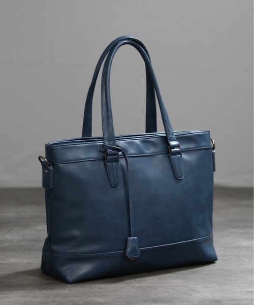 GUSCIO UOMO（グッシオ ウォーモ）の「【グッシオ ウォーモ】レザータッチ ビジネストートバッグ 自立タイプ 大きめサイズ（ビジネスバッグ・メンズ・ブラック/ダークグリーン/ブラウン/ダークブルー・FREE）」の8枚目の写真